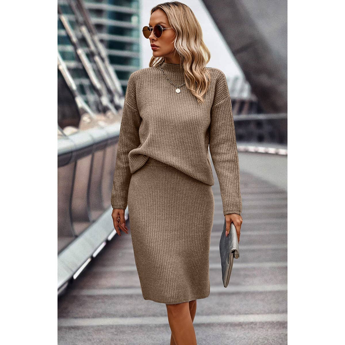 Cozy Luxe Knit Wrap Dress Set