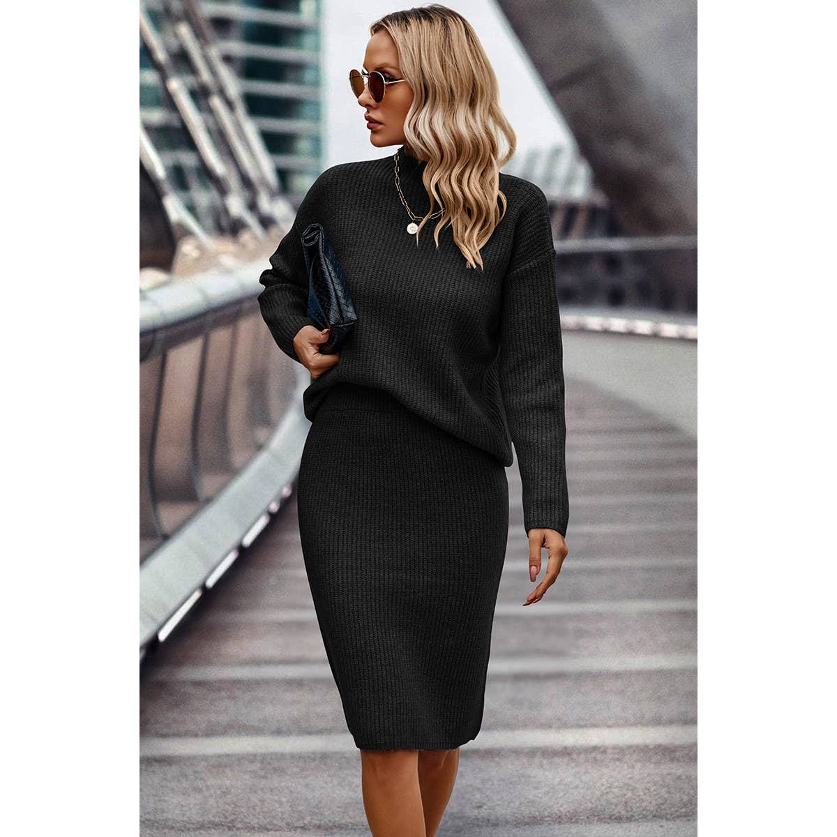 Cozy Luxe Knit Wrap Dress Set