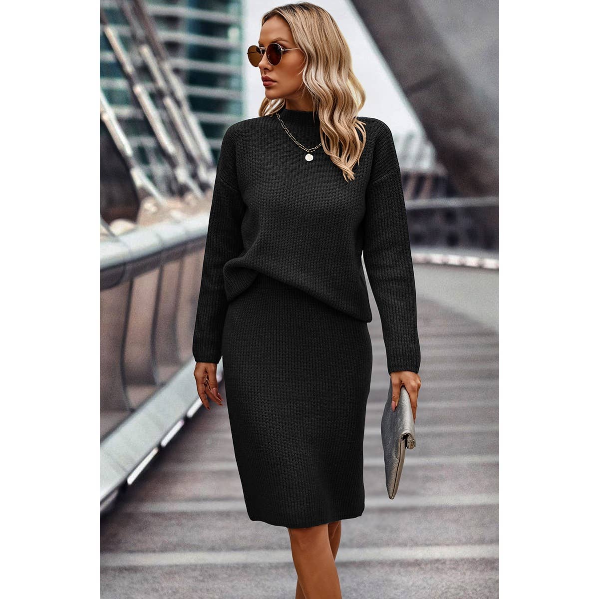 Cozy Luxe Knit Wrap Dress Set