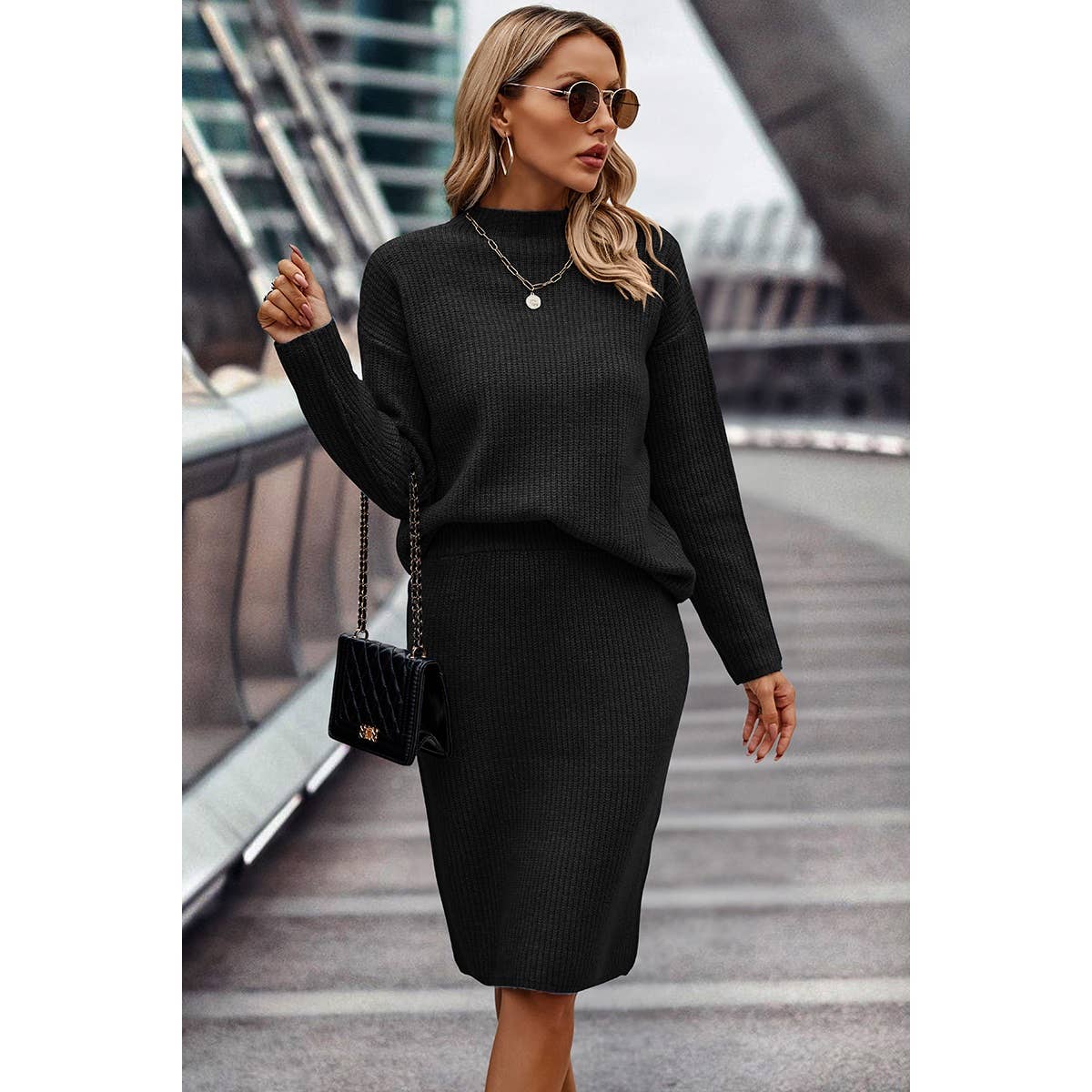 Cozy Luxe Knit Wrap Dress Set