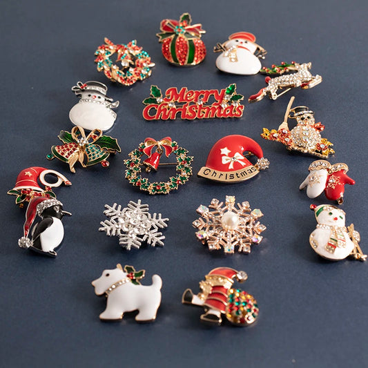 JollyFest Christmas Enamel Brooch Set